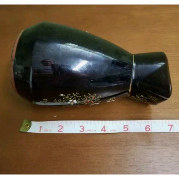 Vintage Chocolate Brown Hand Painted Moriage 7 inch Tall Redware Pitcher - Picture 5 of 5